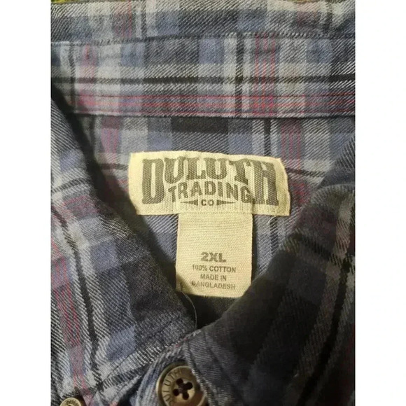 Duluth Trading Co Shirt Mens 2XL Long Sleeve Plaid Button Up Red Blue - Picture 3 of 6